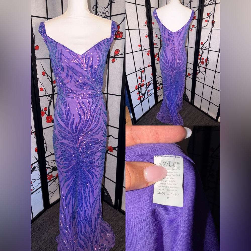 Source Unknown Strapless Purple Sequin Dress - image 1